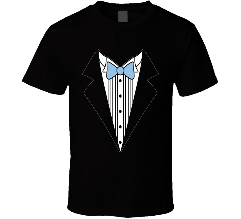 Mens Tuxedo Blue Tie Black T Shirt