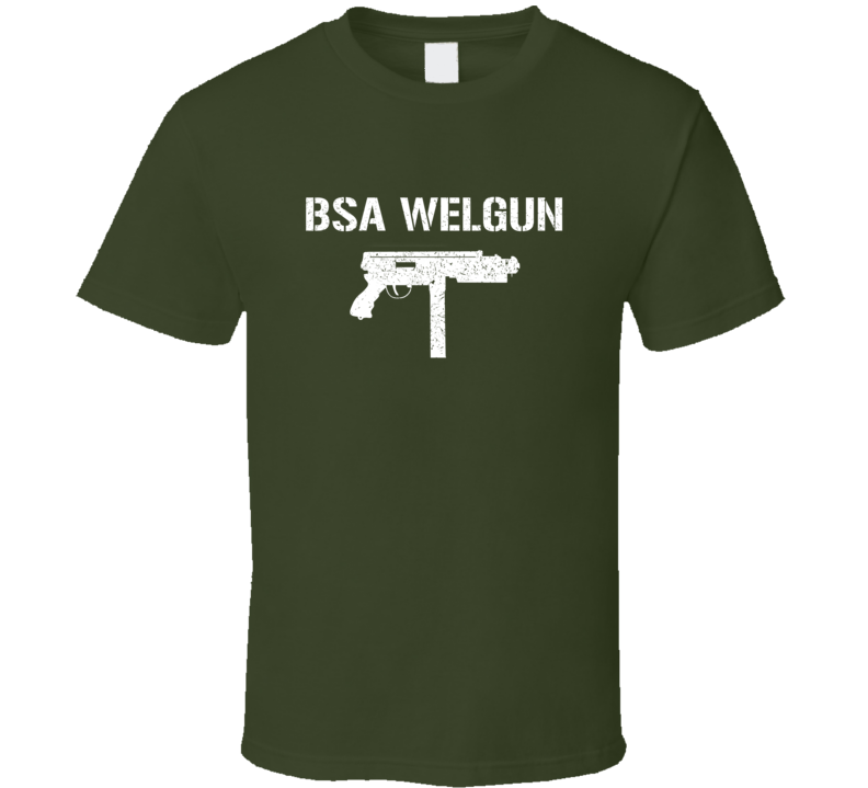 Bsa Welgun Submachine Gun Military Distressed T Shirt