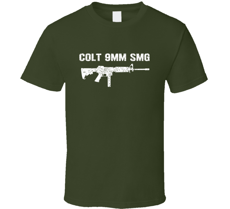 Colt 9mm Smg Submachine Gun Military Distressed T Shirt