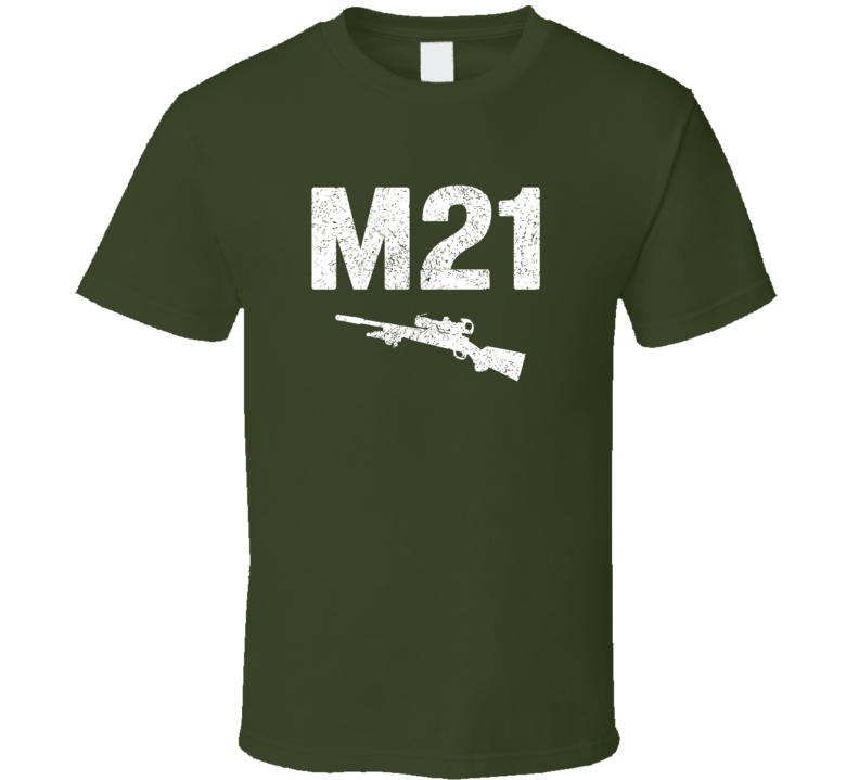 M21 Sniper Rifle Military Distressed T Shirt