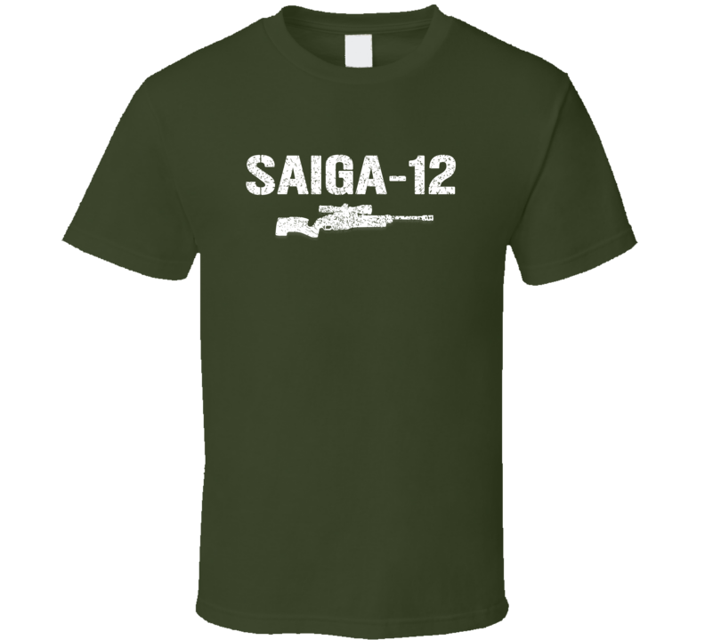 Saiga12 Sniper Rifle Military Distressed T Shirt