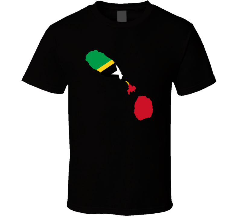 Saint Kitts Flag Map T Shirt