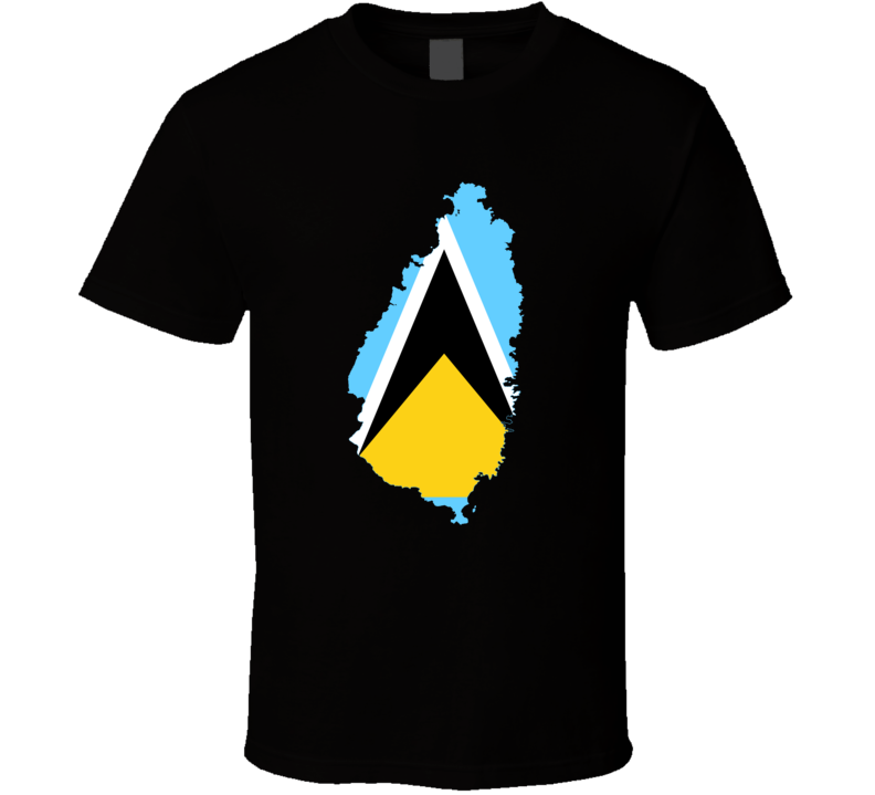 St Lucia Flag Map T Shirt