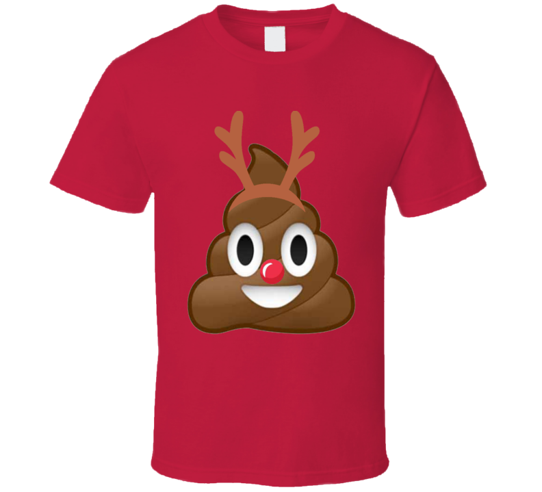 Christmas Poop Emoji Holiday Reindeer Antlers T Shirt