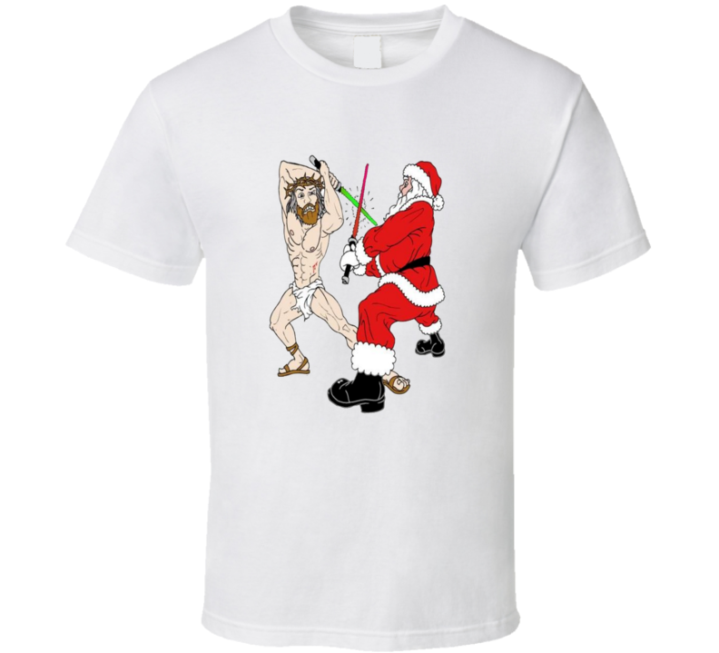 Jesus And Santa Fighting Funny Christmas Shirt