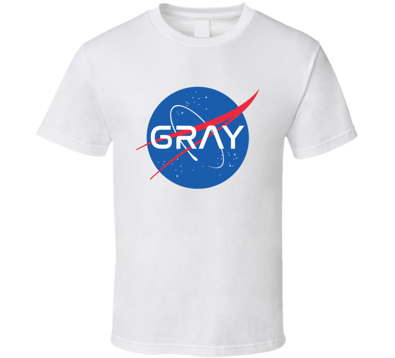 GRAY NASA Logo Your Last Name Space Agency T Shirt