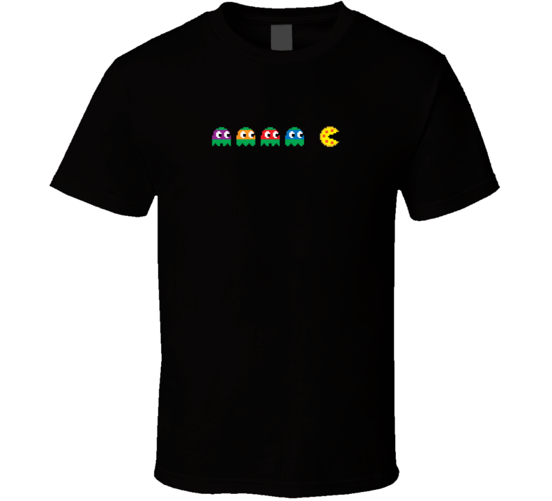 Ninja Turtle Pacman Chasing Pizza Funny Retro Video Game T Shirt