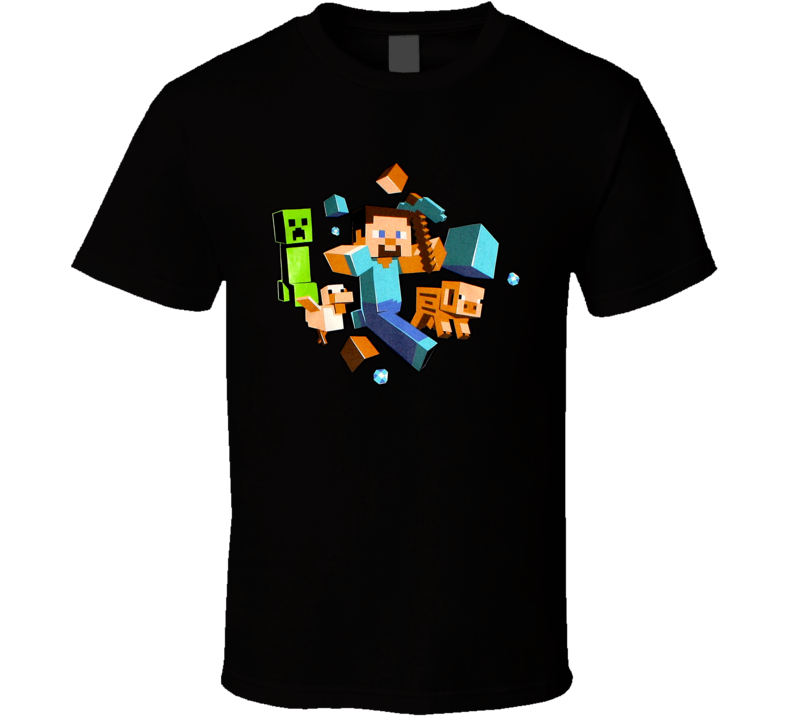 Minecraft Run Away Creeper Chase Pickaxe T Shirt