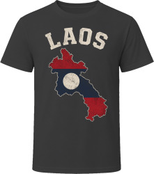 Laos Map with Flag Bold Travel Souvenir T Shirt