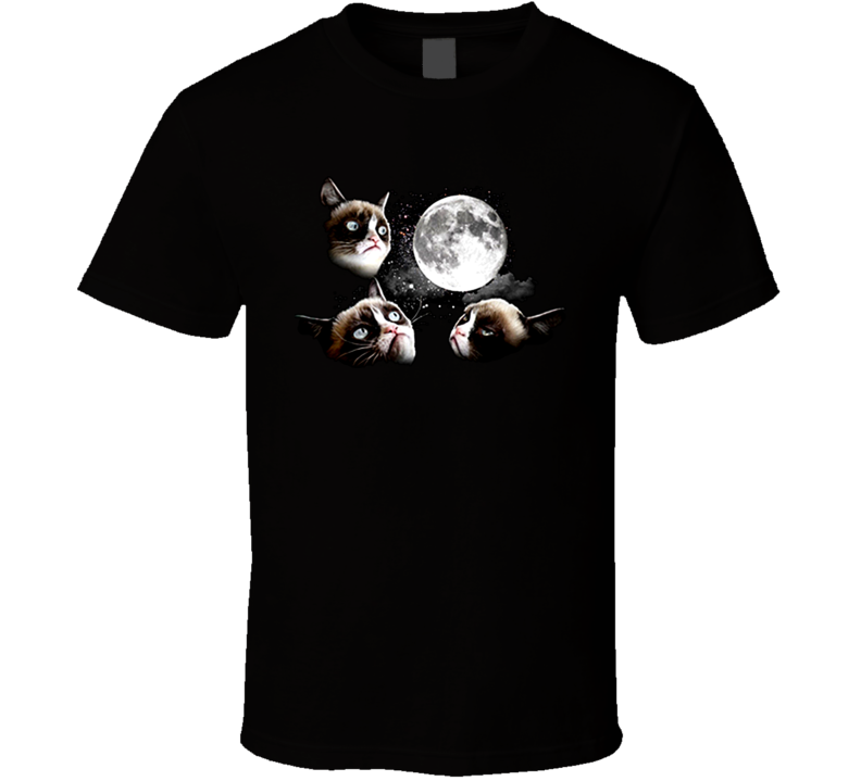 Three Grumpy Cat Moon Wolf Moon Tard Animal Funny Parody T Shirt