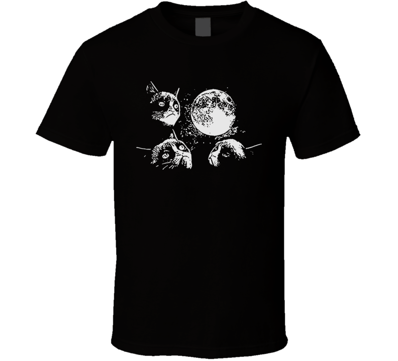 Three Grumpy Cat Moon Wolf Moon Tard Animal Funny Parody T Shirt