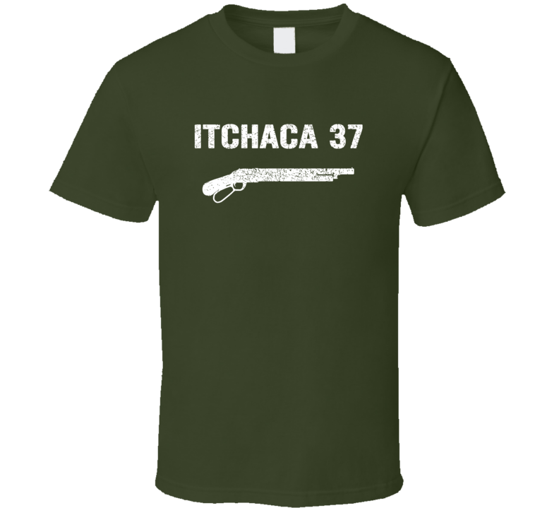 Ithaca 37 Shotgun Military Distressed T Shirt