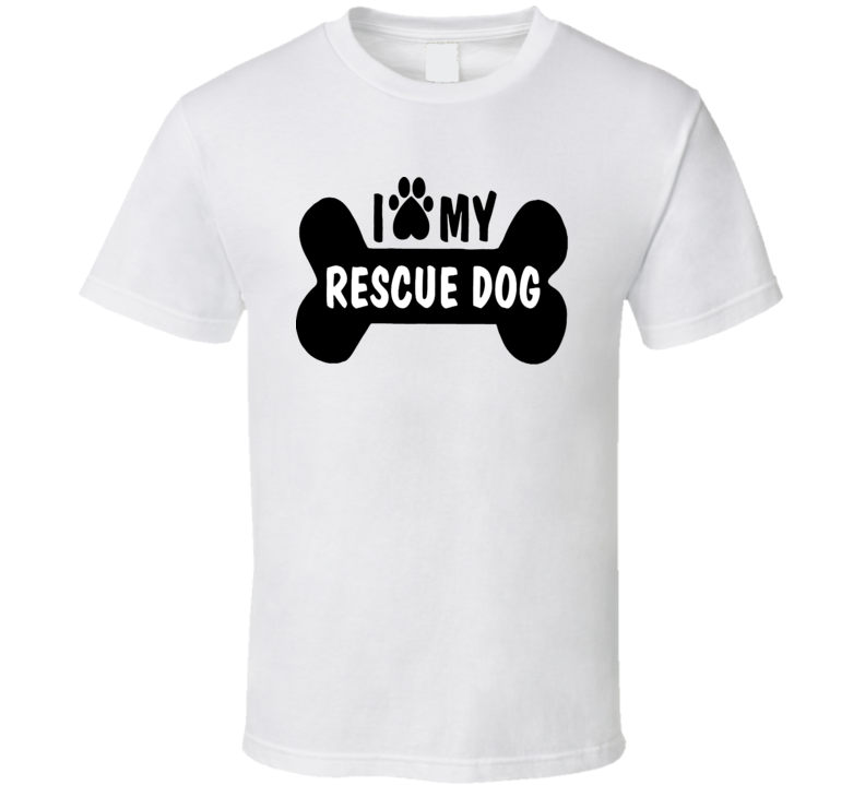 I Love My Rescue Dog National Dog Day Paw Heart  T Shirt