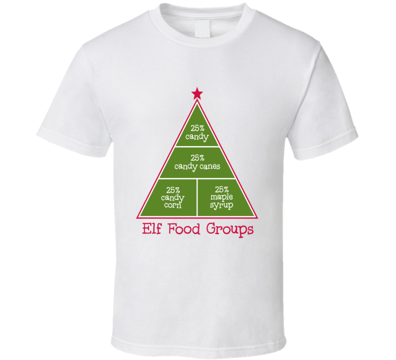 Elf Food Groups Buddy The Elf From Elf The Movie Funy Christmas Shirt