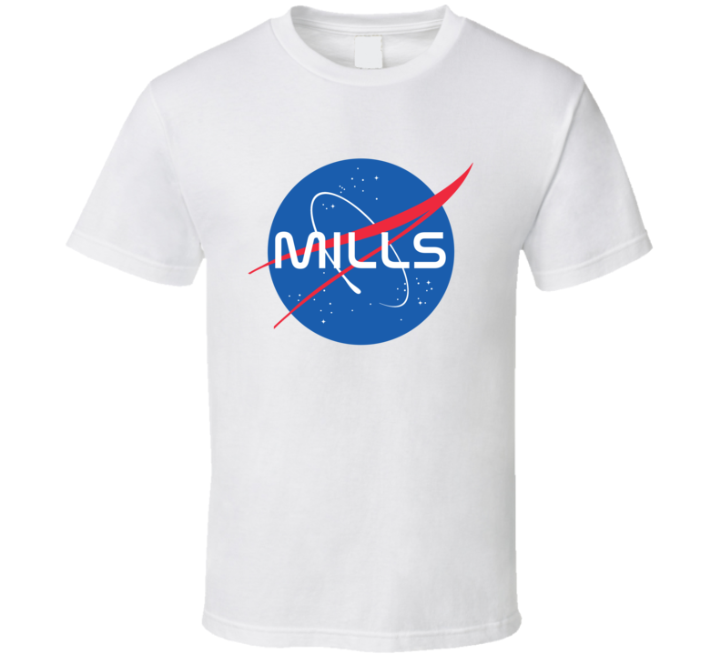 MILLS NASA Logo Your Last Name Space Agency T Shirt