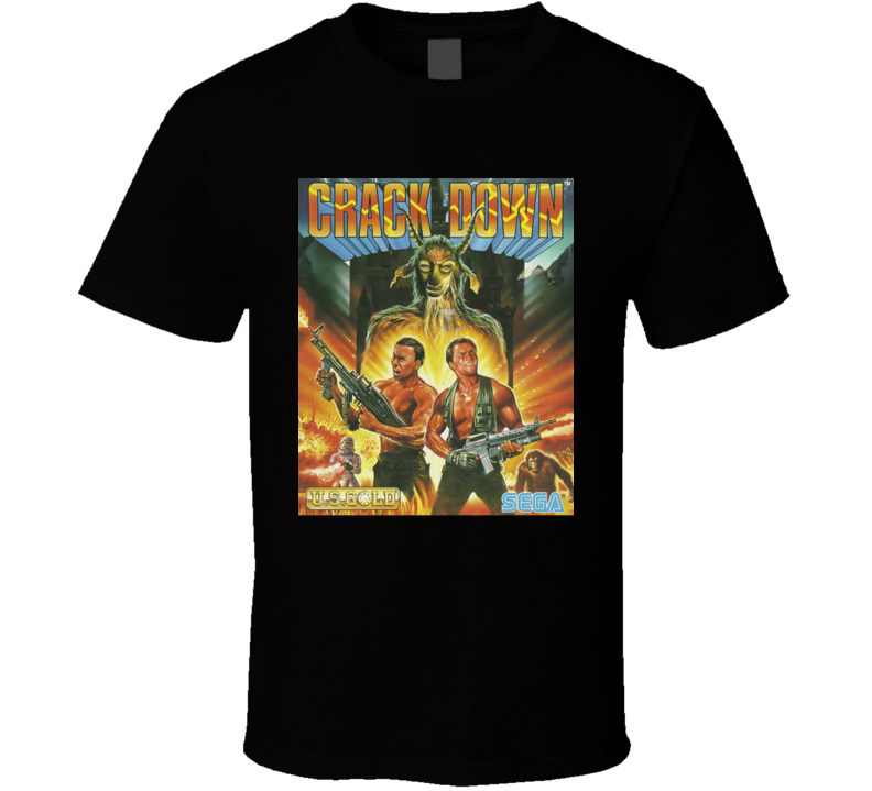 Crack Down Vintage Sega Video Game Box Cool T Shirt 