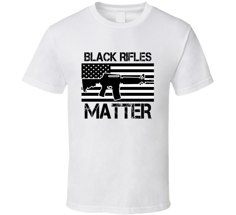 Black Rifles Matter Gun American Flag T Shirt