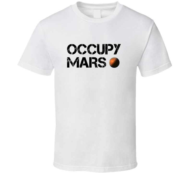 Occupy Mars Space Planets White T Shirt