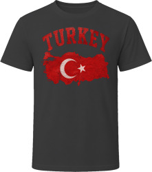Turkey Flag Map Bold Travel Gift for Tourists T Shirt