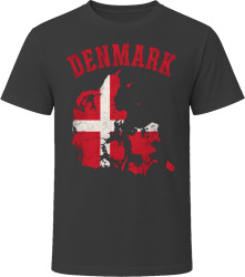 Denmark Map with Flag Bold Travel Adventure T Shirt