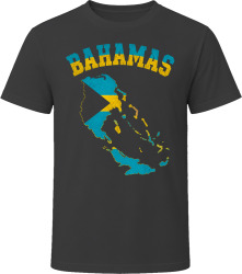 Bahamas Map with Flag Stylish Tourist Souvenir T Shirt