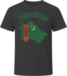 Turkmenistan Flag Map Bold Tourist Souvenir T Shirt