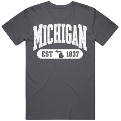 MICHIGAN Collegiate Arch. Vintage Varsity Athletic State Pride T Shirt