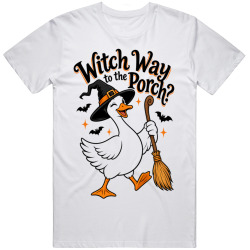 Goose with a Witch Broom. Halloween Humor T Shirt Goose with a Witch Broom. Halloween Humor T Shirt