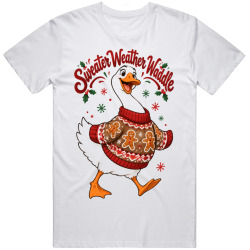 Goose with a Gingerbread Sweater. Holiday Humor T Shirt Goose with a Gingerbread Sweater. Holiday Humor T Shirt