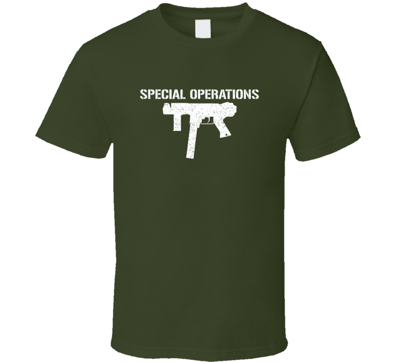 Special Operations Submachine Gun Military Distressed T Shirt