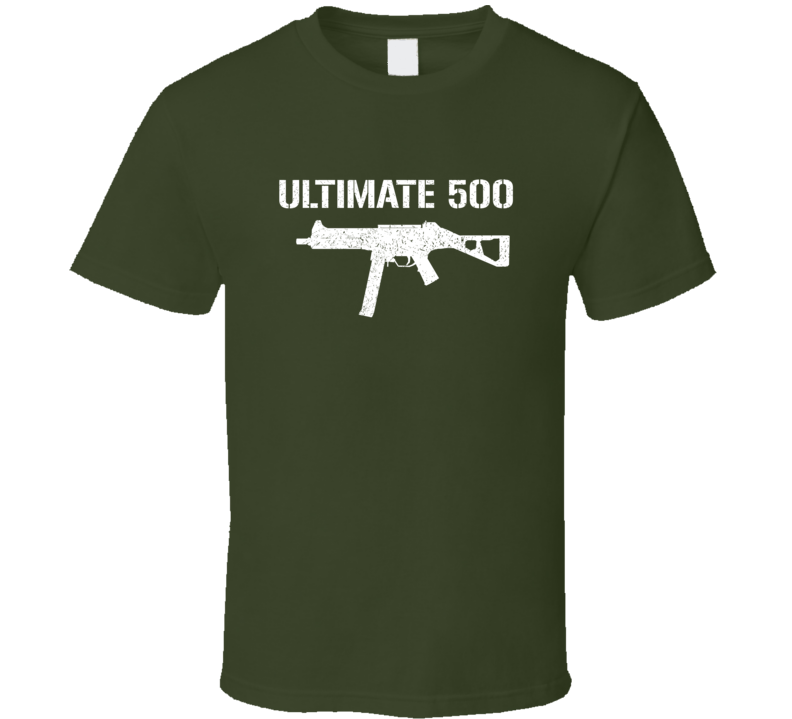 Ultimate 500 Submachine Gun Military Distressed T Shirt