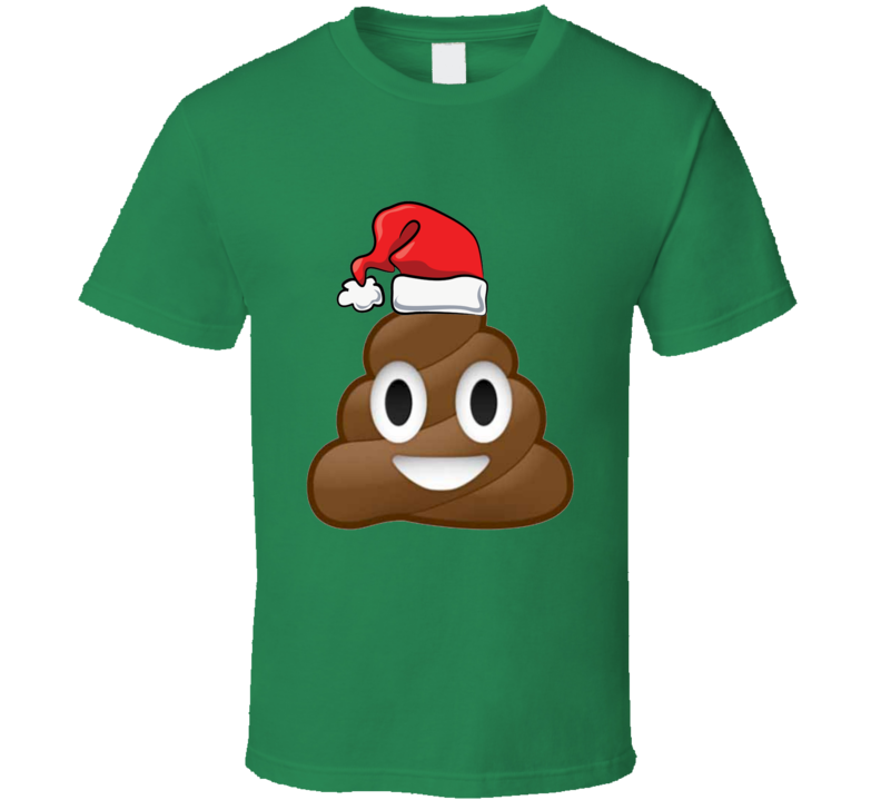 Christmas Poop Emoji Holiday Santa Hat T Shirt