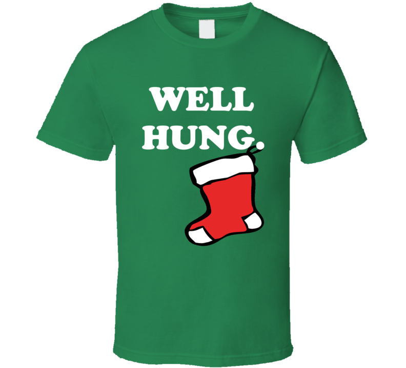 Well Hung Red Stocking Funny Christmas Shirt