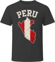 Peru Map with Flag Bold Tourist Souvenir T Shirt