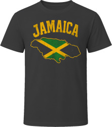 Jamaica Map with Flag Bold Tourist Souvenir T Shirt
