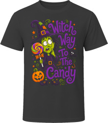 Witch Way To The Candy. Playful Halloween T Shirt