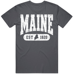 MAINE Collegiate Arch. Vintage Varsity Athletic State Pride T Shirt