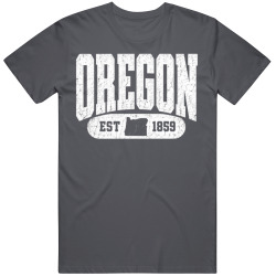 OREGON Collegiate Arch. Vintage Varsity Athletic State Pride T Shirt