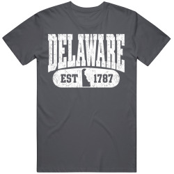 DELAWARE Collegiate Arch. Vintage Varsity Athletic State Pride T Shirt